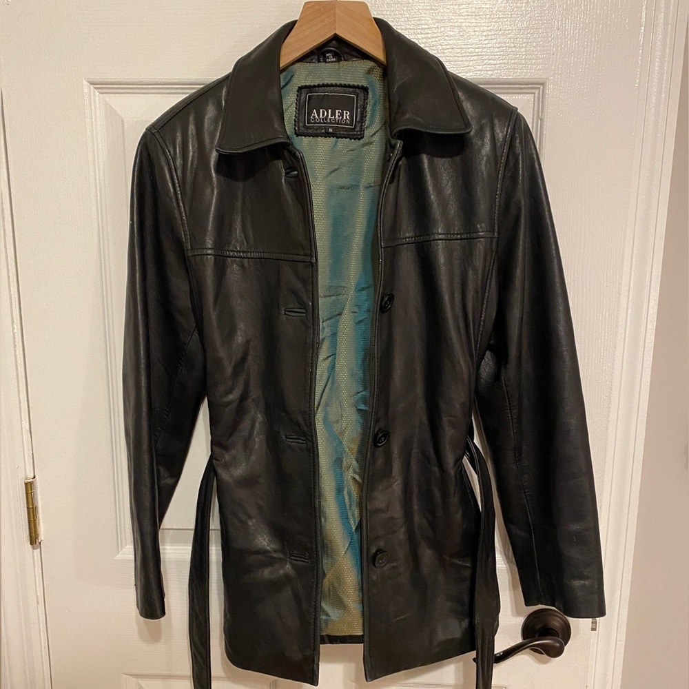 Adler Collection Black Lamb Skin Leather Jacket